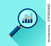 Magnifying glass icon in flat style. Search loupe on color background. Business analytic illustration. Vector design object for you project 