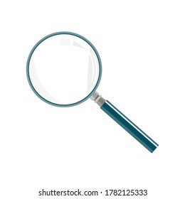 
Magnifying glass icon in flat style. Magnifier for search, focus, zoom. Researcher, biologist's tool. Concept for design for business, website, school.