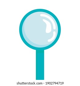 Magnifying glass icon in flat style, detective tool with color background. Vector design elements