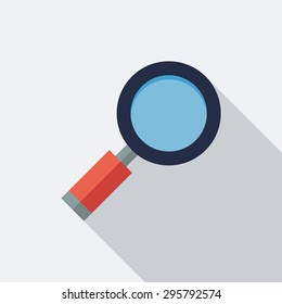 Magnifying Glass Icon. Flat Vector Icon With Long Shadow Design Collection.