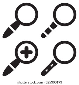 Magnifying glass icon in four variations