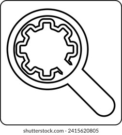 Magnifying glass icon with gear repair design decoration.