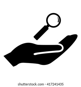 Magnifying glass icon in hand