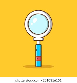 Magnifying glass icon illustration in cartoon style. Science object icon concept isolated premium vector. Flat vector illustration. Cartoon style