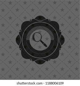 magnifying glass icon inside realistic black emblem