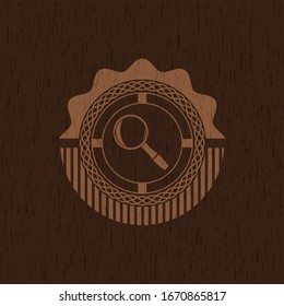 magnifying glass icon inside wood signboards