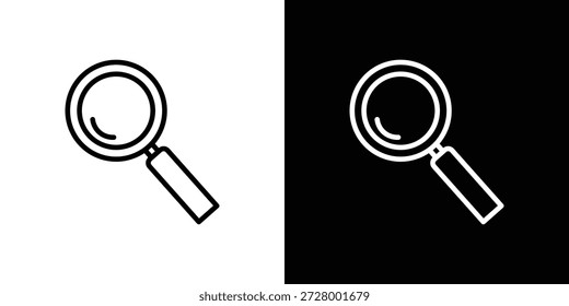 Vergrößerungsglas-Symbol. Isoliertes Objekt auf schwarz-weißem Hintergrund.