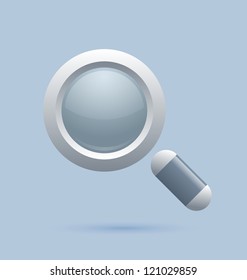 Magnifying glass icon isolated on light blue background