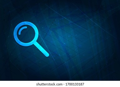 Magnifying glass icon isolated on futuristic digital abstract blue background