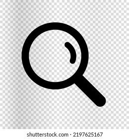 Magnifying glass icon isolated on transparent background. Search and research. Inspection. Vector.