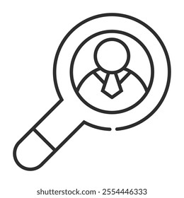 Magnifying glass icon, Job interview symbol outline icon, editable vector illustration and transparent graphic element. Isolated on white background