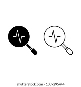 Magnifying glass icon. Line and glyph version, magnifier outline and glyph vector sign. Search symbol, logo illustration. Different style icons set. Pixel perfect vector.
