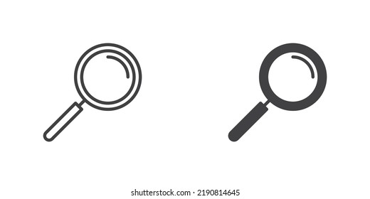 Magnifying glass icon, line and glyph version, outline and filled vector sign. Magnifier linear and full pictogram. Search symbol, logo illustration. Different style icons set