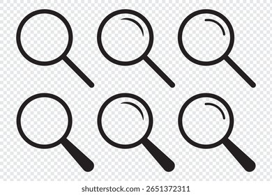 Magnifying glass icon in line style. magnifier or loupe sign isolated on transparent on white background. Search symbol. Vector illustration.