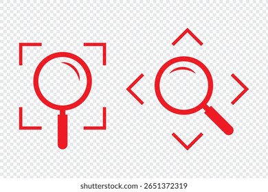 Magnifying glass icon in line style. magnifier or loupe sign isolated on transparent on white background. Search symbol. Vector illustration.