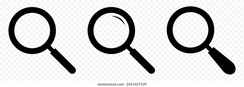 Magnifying glass icon in line style. magnifier or loupe sign. Loupe icons set. Magnifying glass icon, magnifier icon eps 10