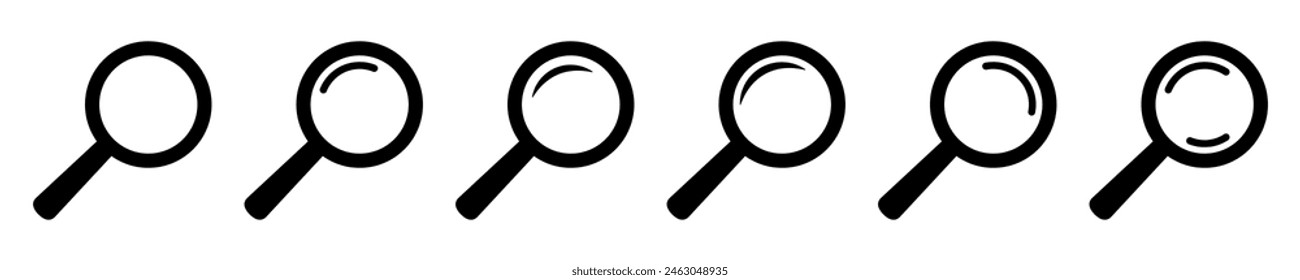 Magnifying glass icon, magnifier or loupe sign. Search icon.