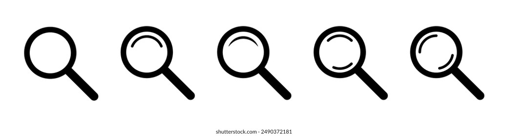 Magnifying glass icon, magnifier or loupe sign. Web search icon.