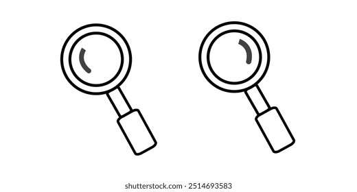 Magnifying glass icon, magnifier or loupe sign. Search icon.