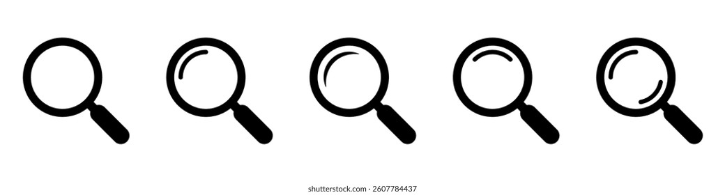 Magnifying glass icon, magnifier icon. Loupe icons set.
