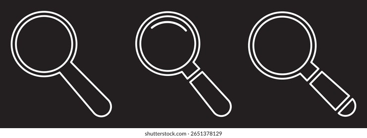 Magnifying glass icon. magnifier or loupe sign, Search symbol isolated on transparent background, Magnifying glass PNG