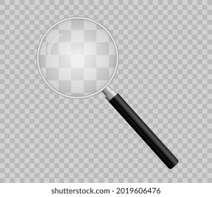 Magnifying glass icon. Magnifier with Transparent Background. Quality design elements. Loupe for studying small objects. Template for websites, posters and banners. Realistic vector illustration