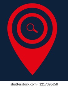 magnifying glass icon and map pin