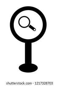 magnifying glass icon and map pin