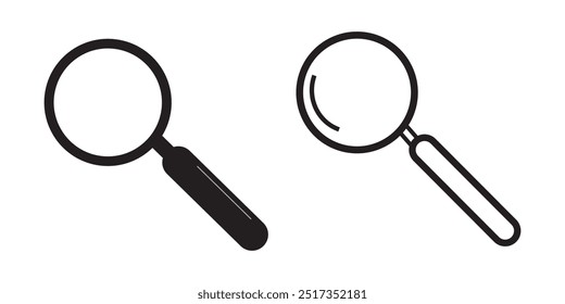 Magnifying glass icon in minimal design on white background ,vector illustration.