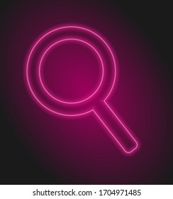 magnifying glass icon in neon style. Simple thin line, outline vector of education icons for UI and UX, website or mobile application