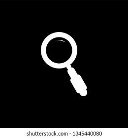 Magnifying Glass Icon On Black Background. Black Flat Style Vector Illustration.