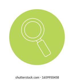 magnifying glass icon over green circle and white background, vector illustration