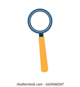 magnifying glass icon over white background, flat design, vector illustration