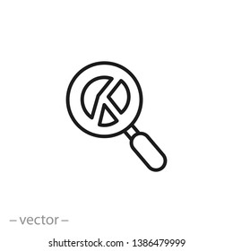 magnifying glass icon and pie chart icon, line sign on white background - editable stroke vector illustration eps10