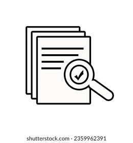 Magnifying glass icon, quality check icon outline style design. Vector illustration.