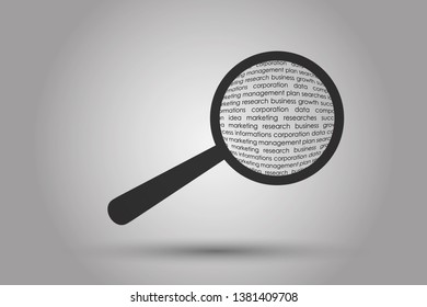 Magnifying Glass Icon - Research, find icon vector. Lens, look magnifier, loupe sign. Search symbol illustration. 