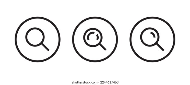 Magnifying glass icon. Search and find magnifier icon. Magnifying glass, Zoom, Loupe, icons button, vector, sign, symbol, logo, illustration, editable stroke, flat design style isolaated on white