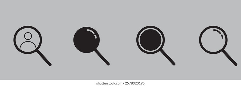 Magnifying glass icon. Search and find magnifier. Magnifying glass, Zoom, Loupe, icons button, vector, sign, symbol, logo, illustration, editable stroke, flat design style isolaated on white
