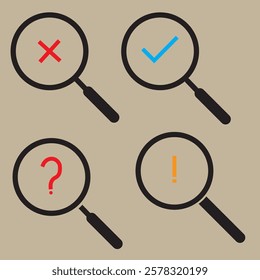 Magnifying glass icon. Search and find magnifier. Magnifying glass, Zoom, Loupe, icons button, vector, sign, symbol, logo, illustration, editable stroke, flat design style isolaated on white
