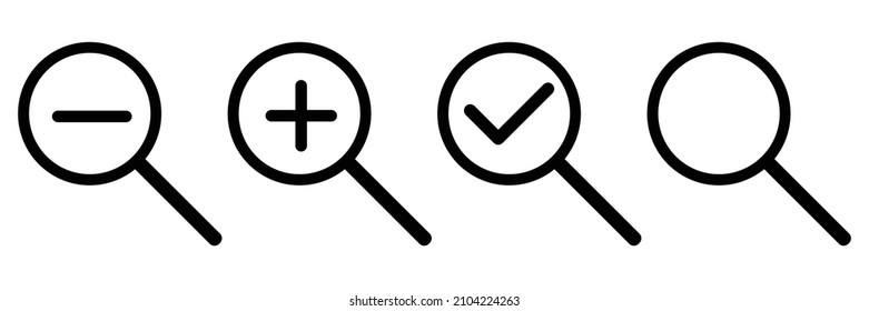 Magnifying glass icon, Search icon isolated on white background,  vector magnifier or loupe sign	
