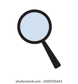 Magnifying glass icon, search icon on white background. Zoom symbol or zoom lens sign in black color. vector illustration.
