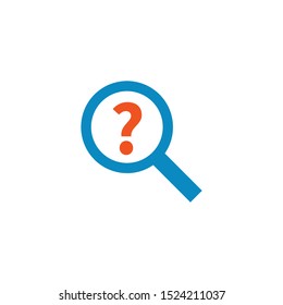 magnifying glass icon. Search icon. Question mark. Stock vector illustration on white background.