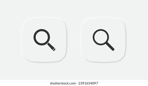 Magnifying glass icon. Search symbol. Loupe sign. Research in the internet icons. Vector isolated sign.
