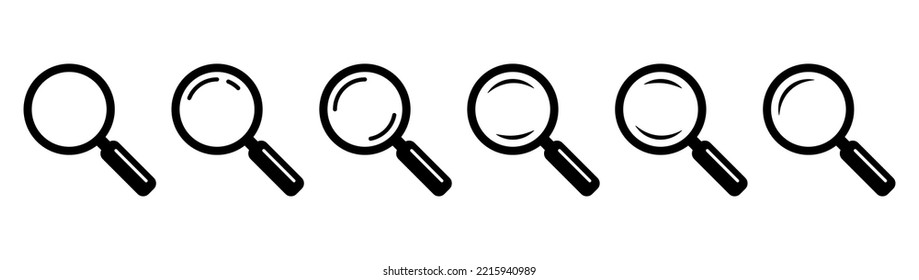 Magnifying glass icon. Search icon, vector magnifier or loupe sign.