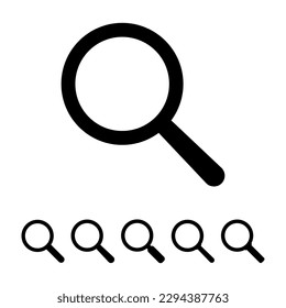 Magnifying glass icon. Search icon, vector magnifier or loupe sign.