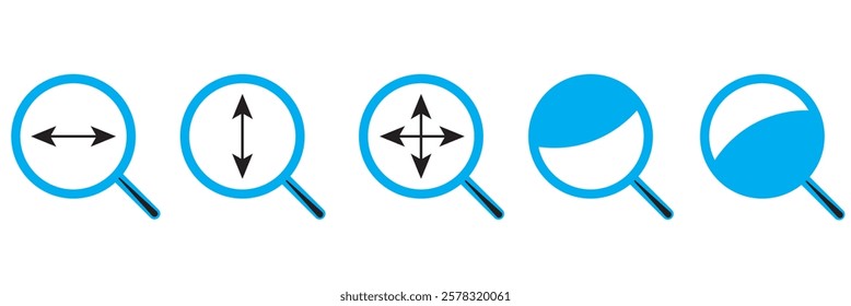 Magnifying glass icon, search icon Vector Illustration, Magnifying glass set, Zoom symbol, zoom lens sign, scan search symbol isolated, search symbol for web icons flat vector illustration.
