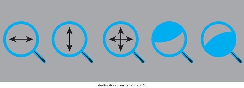 Magnifying glass icon, search icon Vector Illustration, Magnifying glass set, Zoom symbol, zoom lens sign, scan search symbol isolated, search symbol for web icons flat vector illustration.
