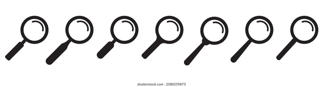 Magnifying glass icon, search icon Vector Illustration, Magnifying glass set, Zoom symbol, zoom lens sign, scan search symbol isolated, search symbol for web icons flat vector illustration