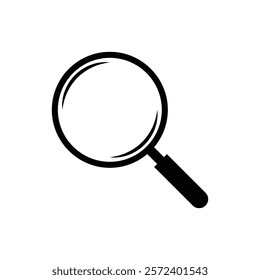 Magnifying glass icon for search, zoom, and exploration concepts. Vector illustration of a simple magnifying glass icon.