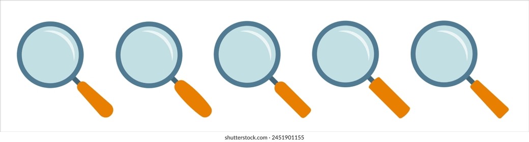 Magnifying glass icon. Magnifying glass set. Cartoon style. Vector Illustration.